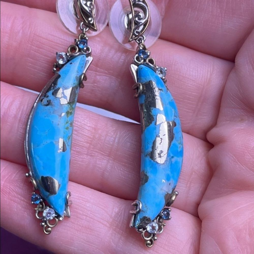 Michael Valitutti Sterling Silver 925 Turquoise & crystals Drop Earrings